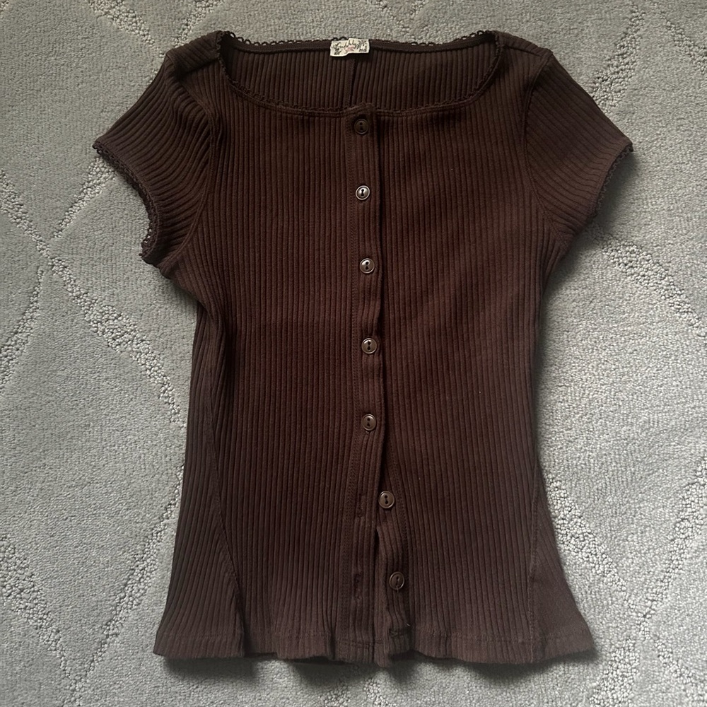 FREE PEOPLE MOST WANTED CARDI CHOCOLATE - Picture 4 of 5